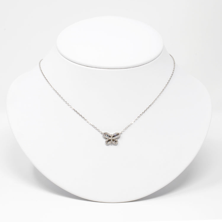 Sterling Silver CZ Butterfly Necklace - Gold or Silver-Necklaces-Balara Jewelry