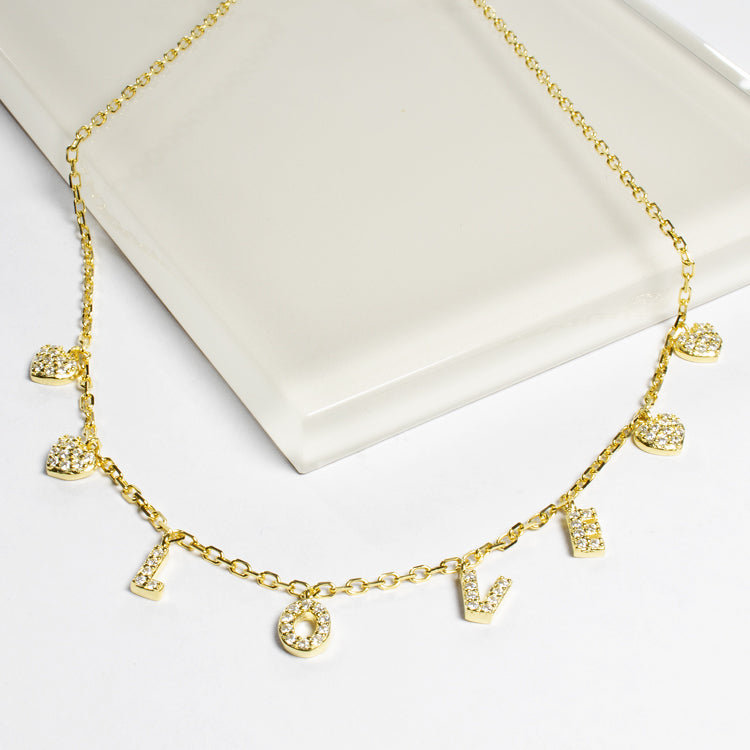 Love CZ Drop Choker-Necklaces-Balara Jewelry