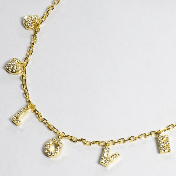 Love CZ Drop Choker-Necklaces-Balara Jewelry