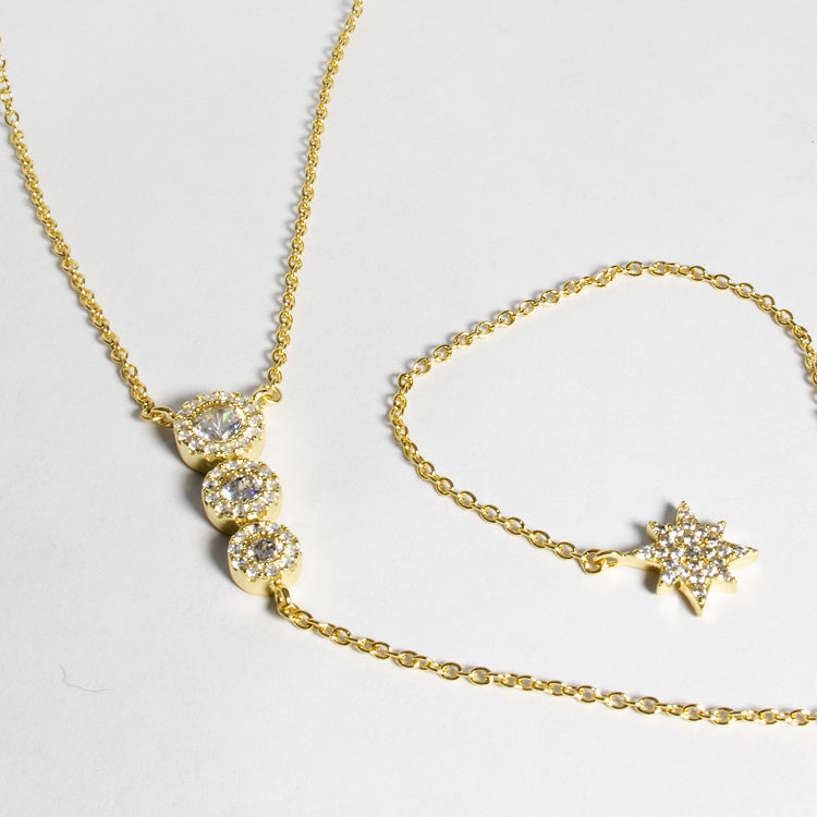 Starburst CZ Lariat Necklace-Necklaces-Balara Jewelry