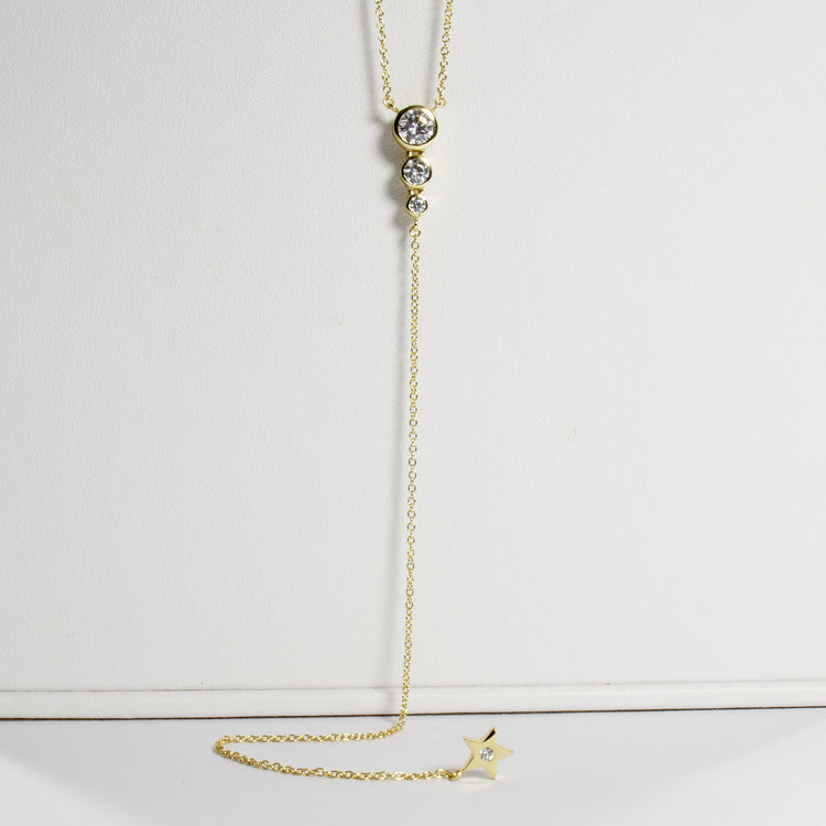 Star CZ Lariat Necklace-Necklaces-Balara Jewelry