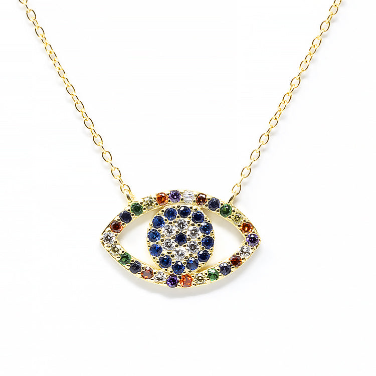 Multicolor Evil Eye Necklace-Necklaces-Balara Jewelry