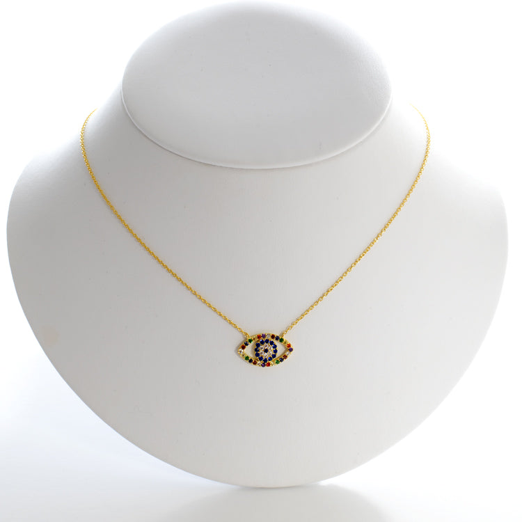 Multicolor Evil Eye Necklace-Necklaces-Balara Jewelry