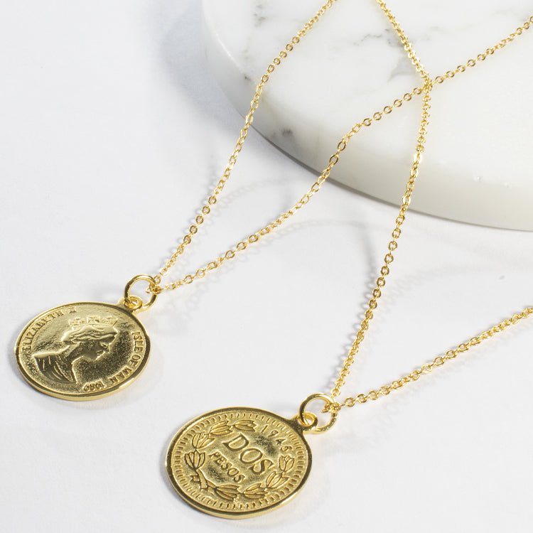 Queen Elizabeth's Coin Pendant Necklace-Necklaces-Balara Jewelry