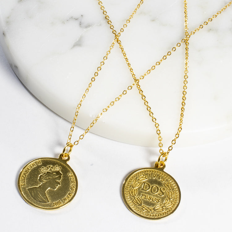 Queen Elizabeth's Coin Pendant Necklace-Necklaces-Balara Jewelry