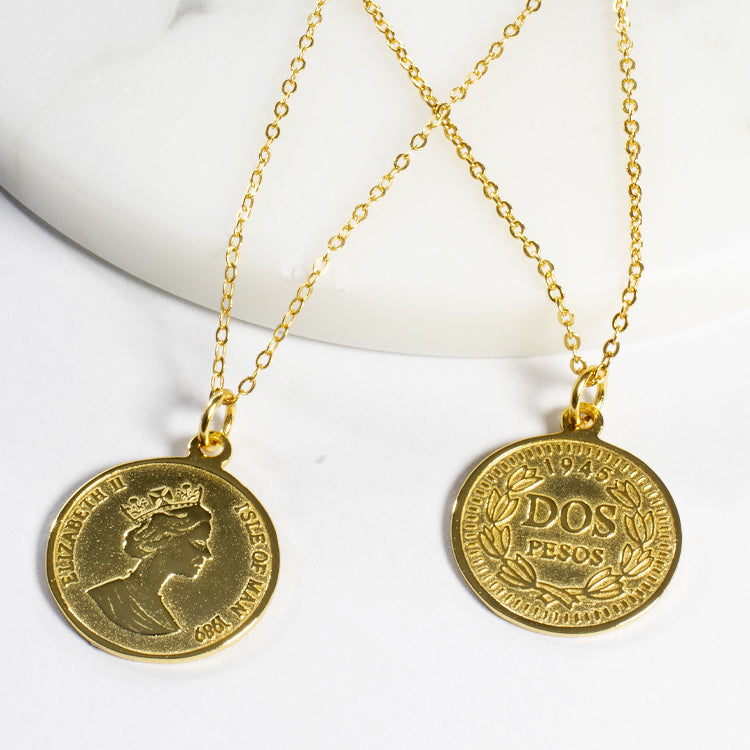 Queen Elizabeth's Coin Pendant Necklace-Necklaces-Balara Jewelry