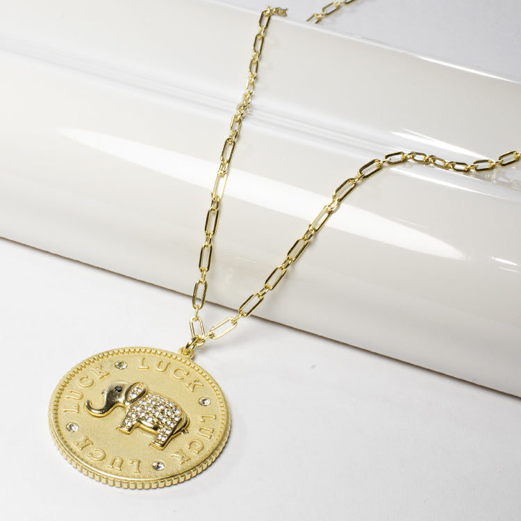 Lucky Elephant Coin Pendant Necklace-Necklaces-Balara Jewelry