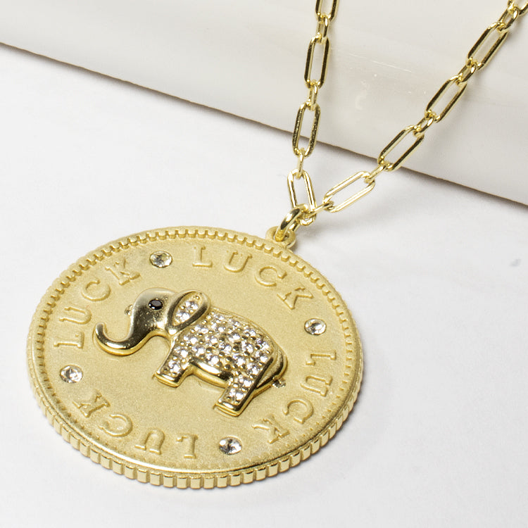 Lucky Elephant Coin Pendant Necklace-Necklaces-Balara Jewelry