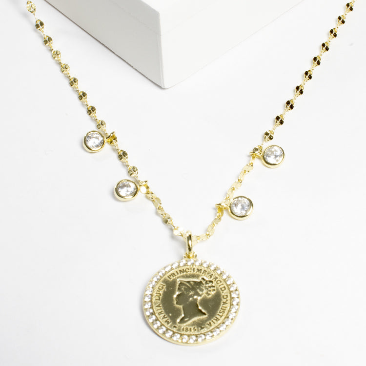 Lady Coin Pendant Necklace-Necklaces-Balara Jewelry