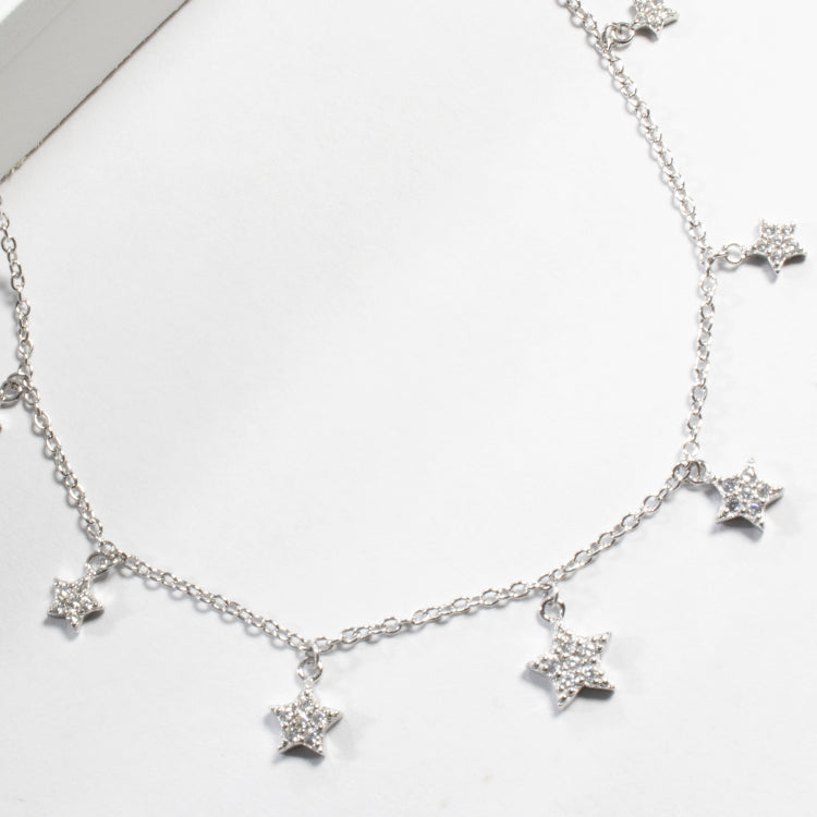 Multi Star CZ Drop Choker-Necklaces-Balara Jewelry