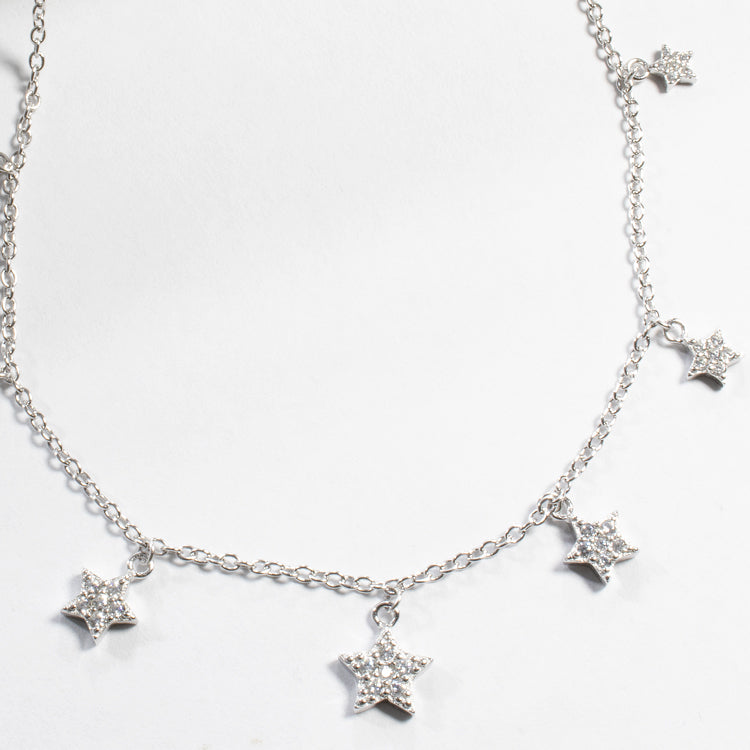 Multi Star CZ Drop Choker-Necklaces-Balara Jewelry