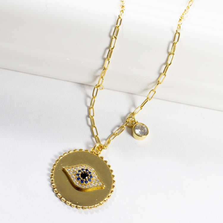 Guard Eye CZ Necklace-Necklaces-Balara Jewelry