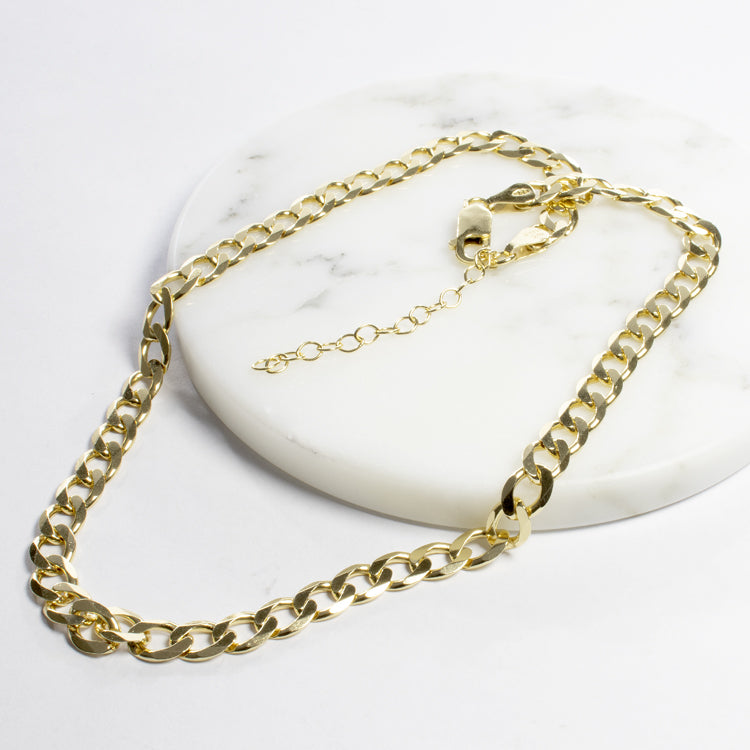 150 Flat Curb Chain Choker-Necklaces-Balara Jewelry