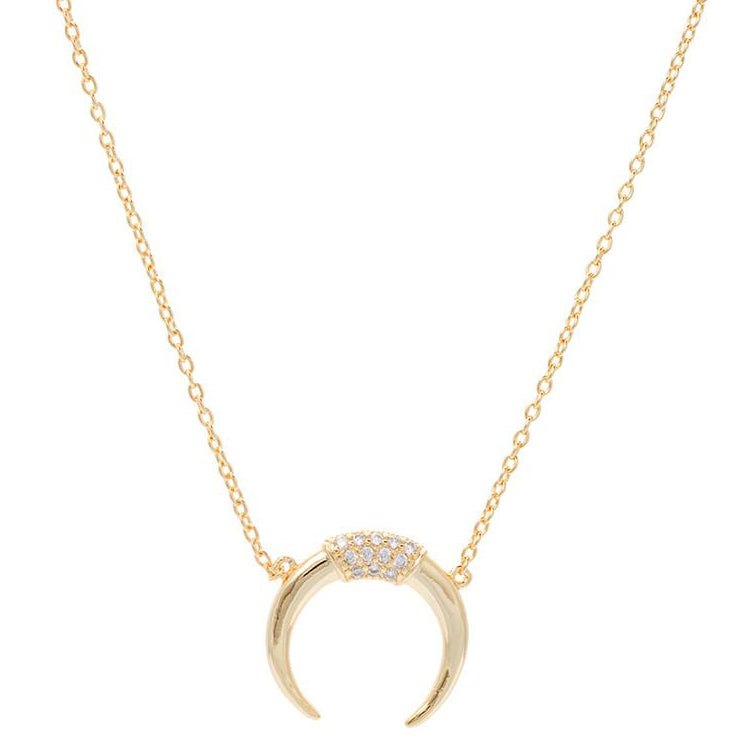 CZ Horn Necklace - Gold or Silver-Necklaces-Balara Jewelry