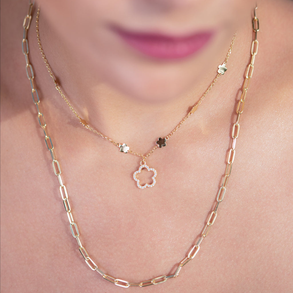 Multi Clover CZ Choker Necklace