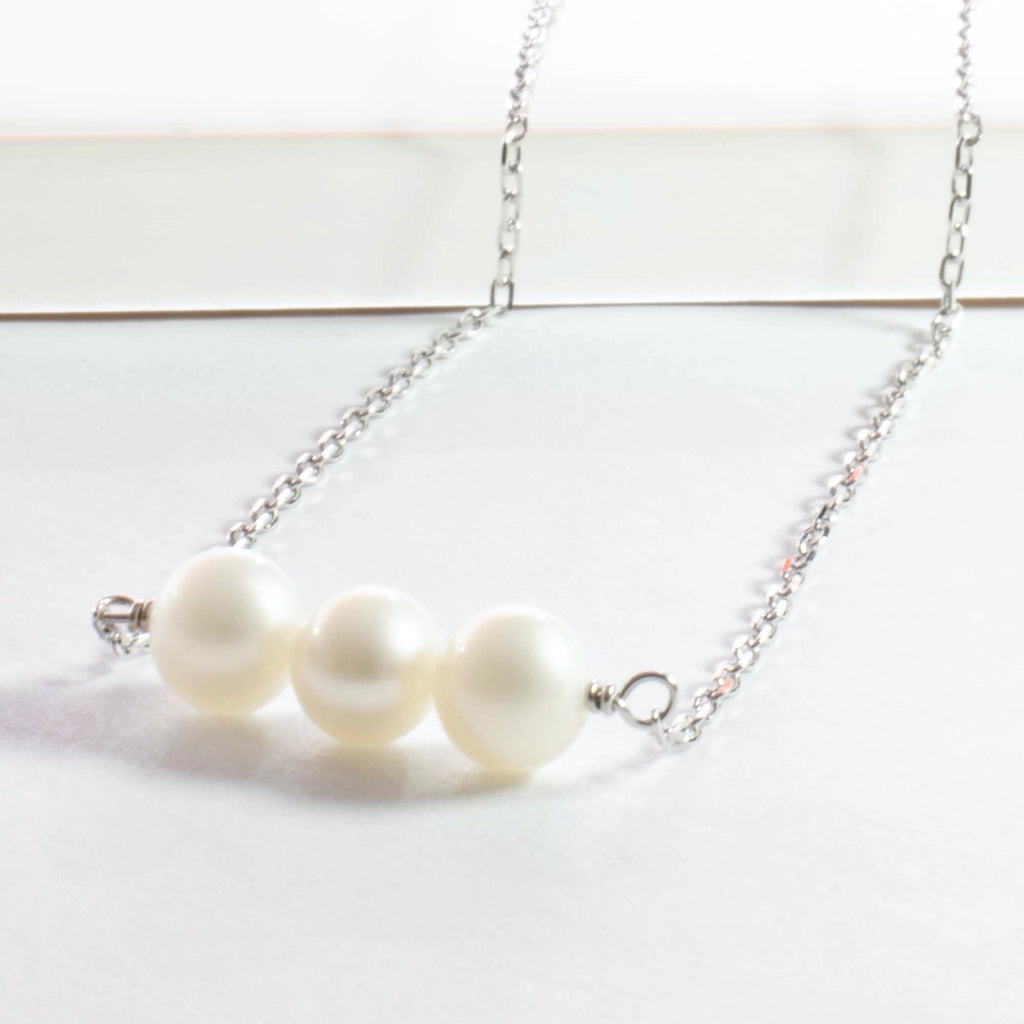 Three Small Freshwater Pearl Necklace - Gold or Silver