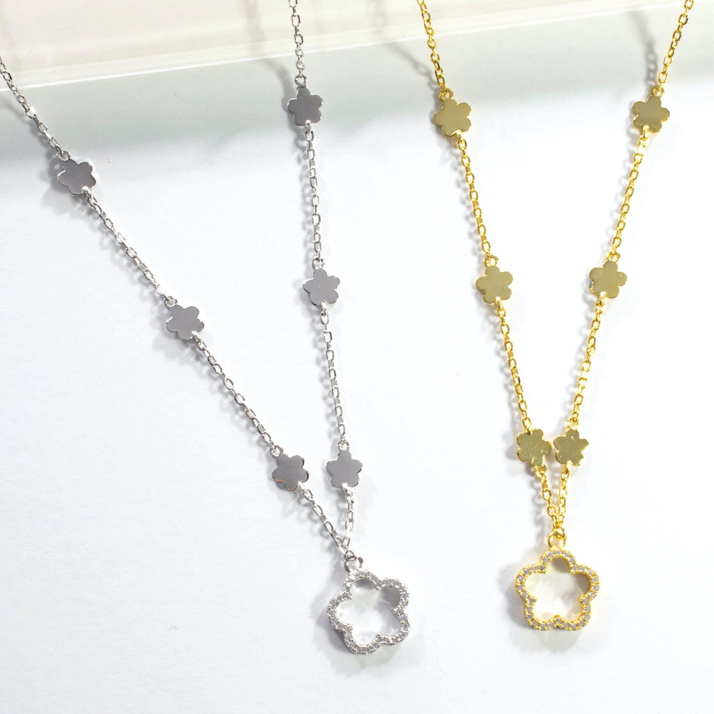 Multi Clover CZ Choker Necklace