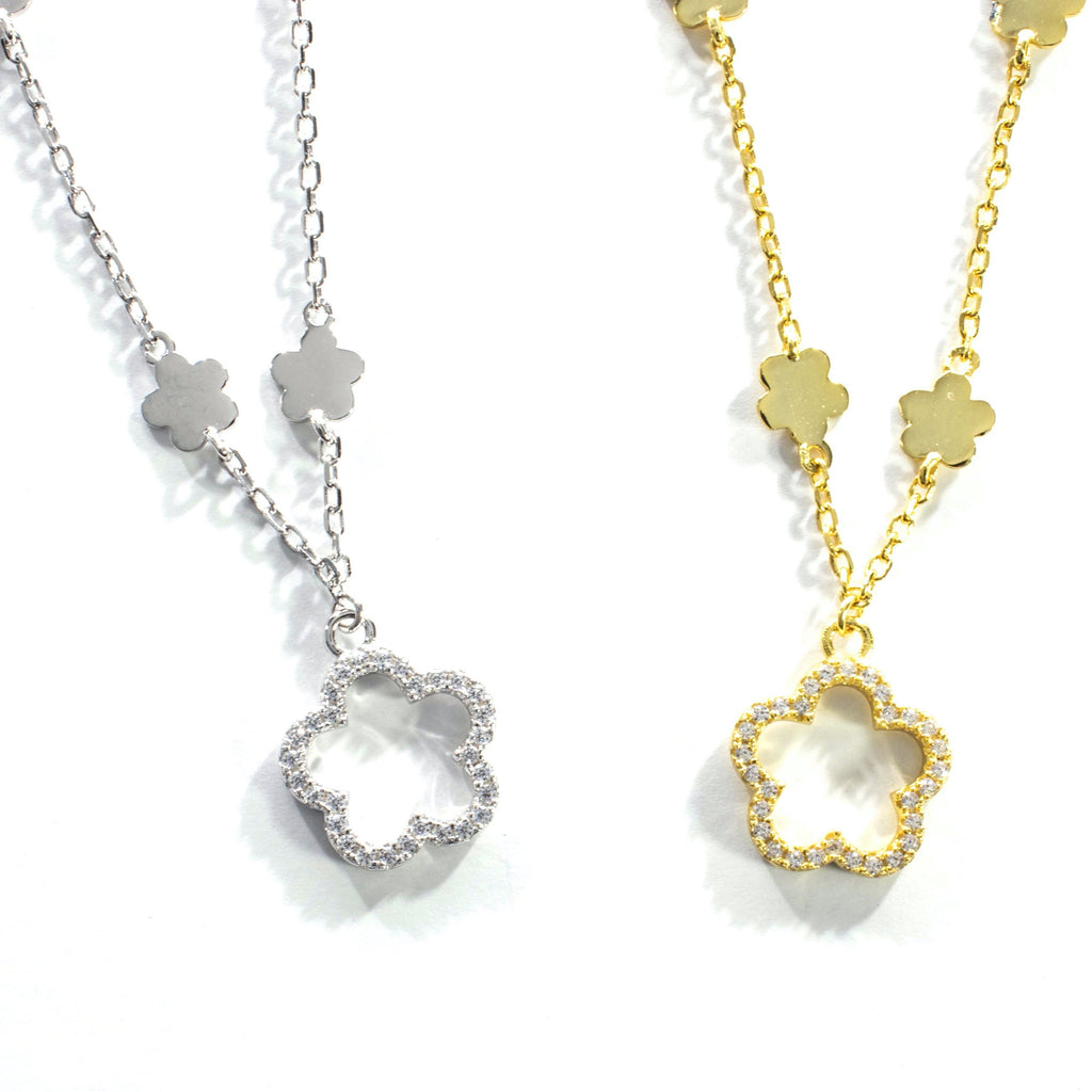 Multi Clover CZ Choker Necklace