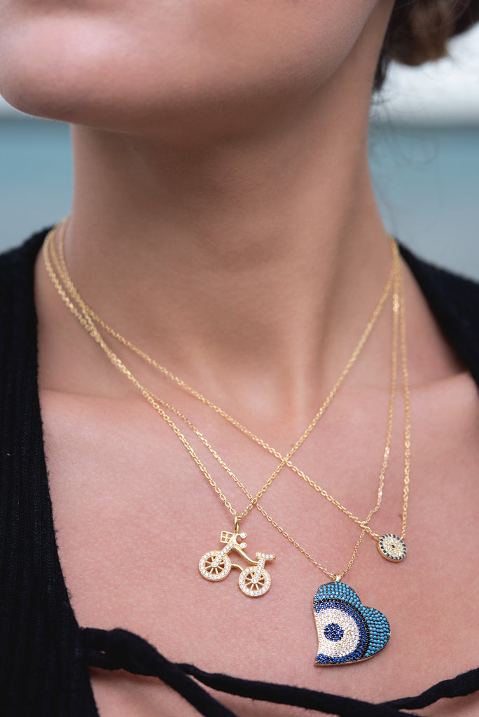 Small CZ Evil Eye Necklace - Gold or Silver