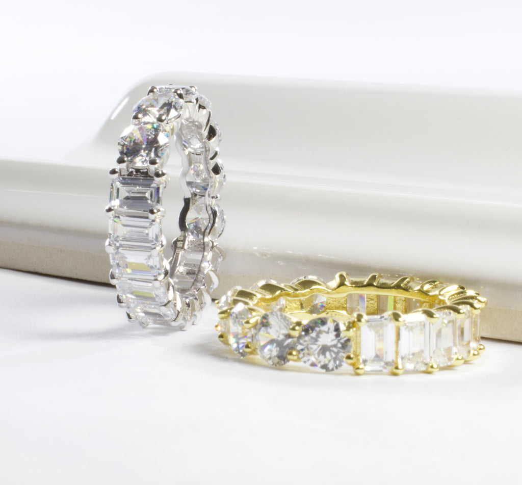 Round Baguette CZ Band - Gold or Silver-Rings-Balara Jewelry