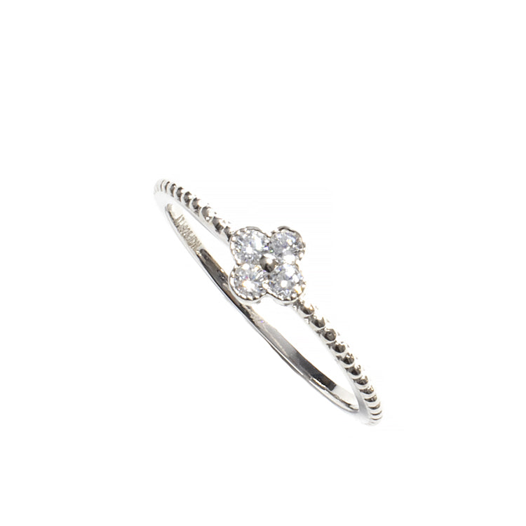 Tiny Flower Ornament CZ Ring-Rings-Balara Jewelry