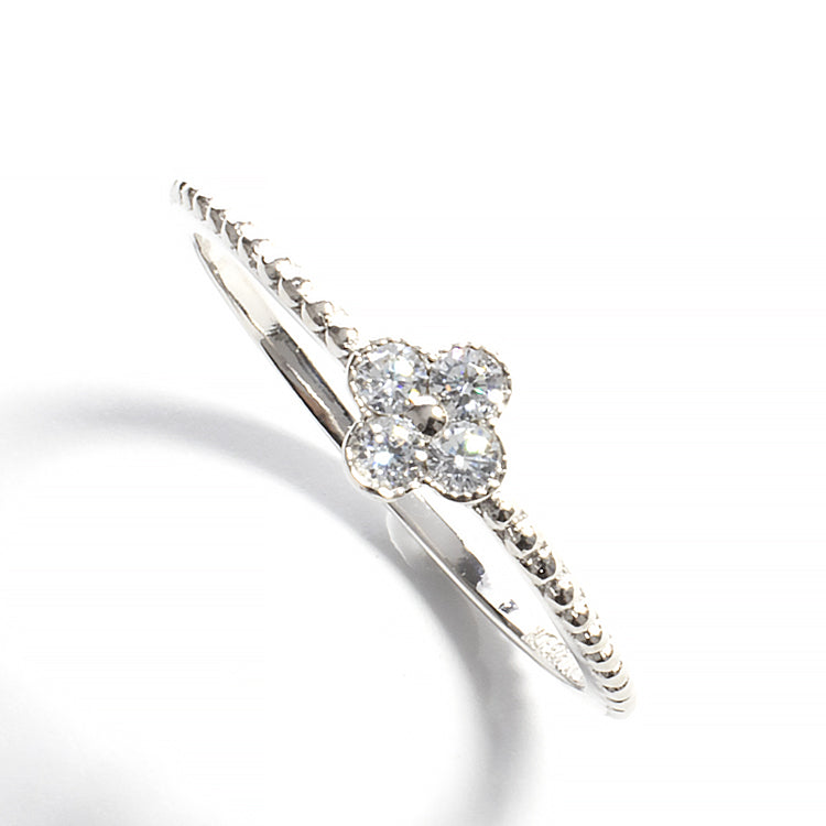 Tiny Flower Ornament CZ Ring-Rings-Balara Jewelry