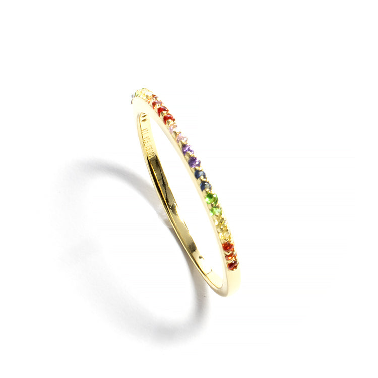 Half Eternity Pave Rainbow Band Ring-Rings-Balara Jewelry
