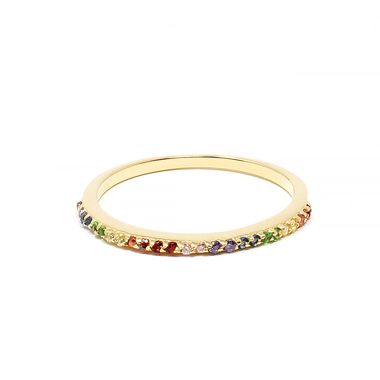 Half Eternity Pave Rainbow Band Ring-Rings-Balara Jewelry