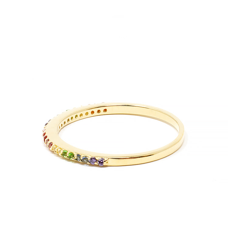 Half Eternity Pave Rainbow Band Ring-Rings-Balara Jewelry