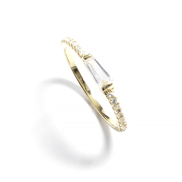 CZ Baguette Stacking Ring - Gold or Silver-Rings-Balara Jewelry