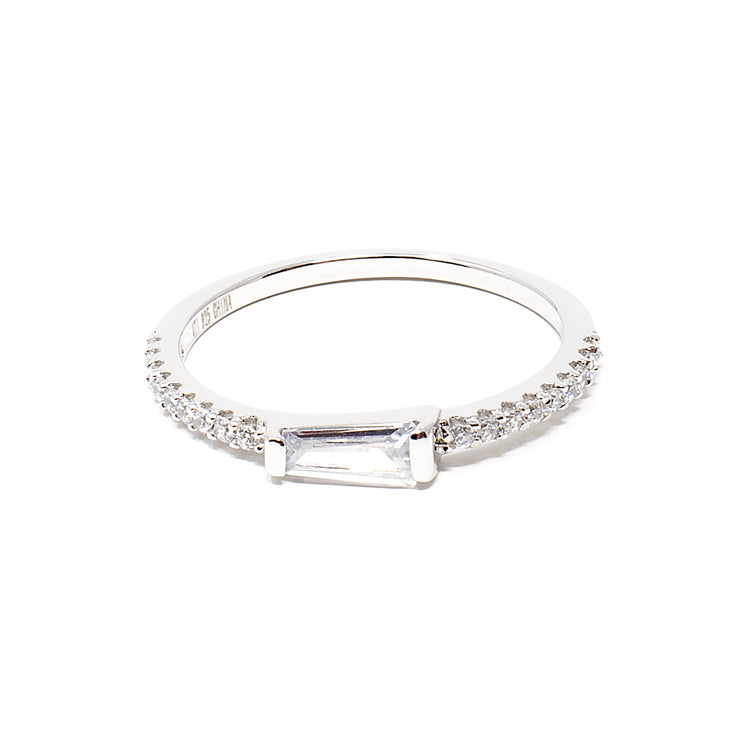 CZ Baguette Stacking Ring - Gold or Silver-Rings-Balara Jewelry
