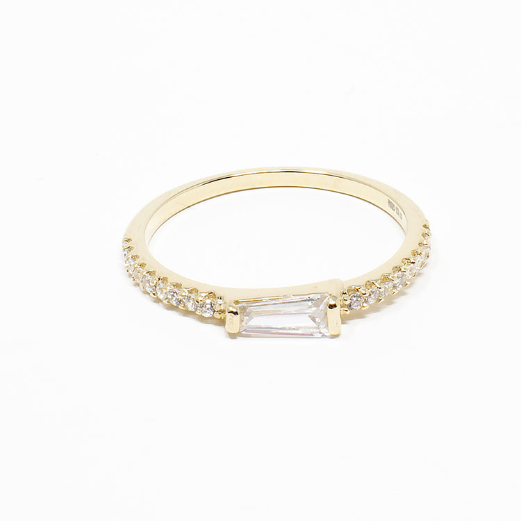 CZ Baguette Stacking Ring - Gold or Silver-Rings-Balara Jewelry