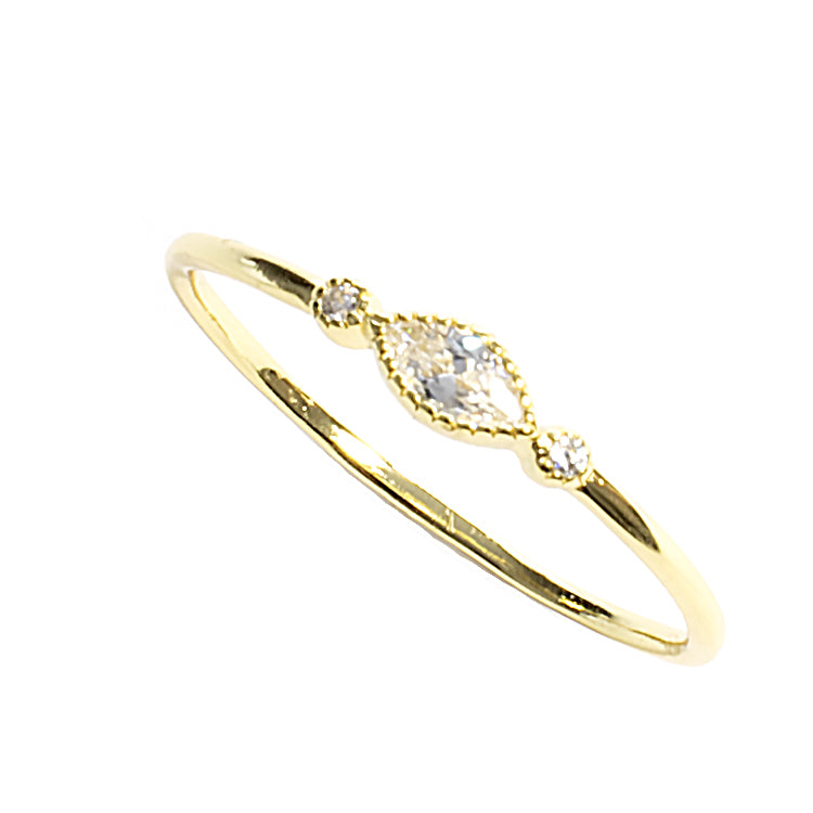 Tiny Oval Ornament CZ Ring - Gold or Silver-Rings-Balara Jewelry