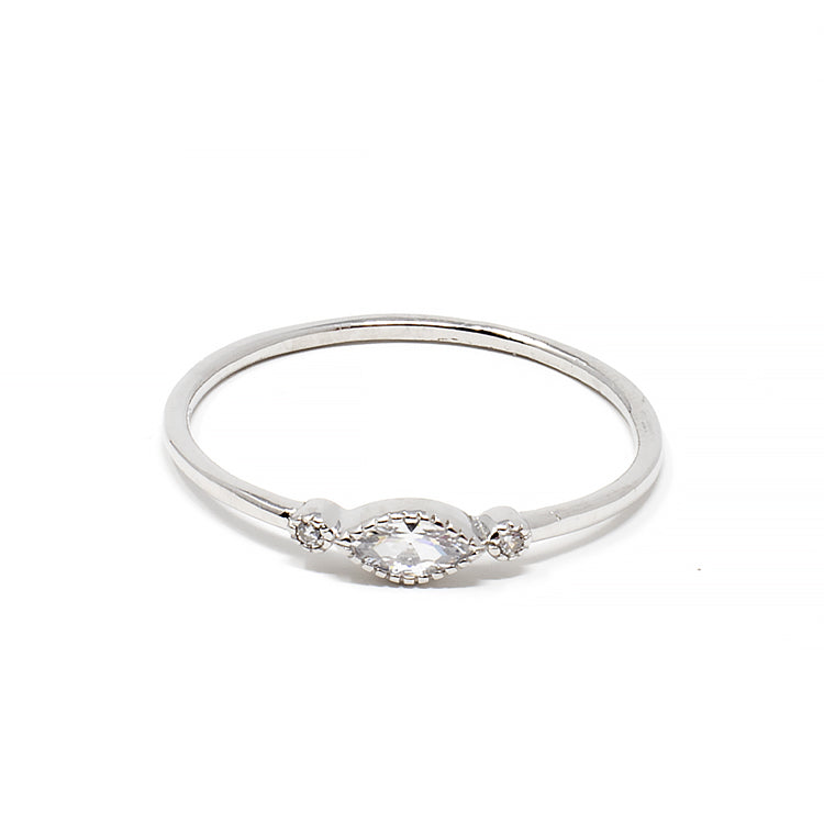 Tiny Oval Ornament CZ Ring - Gold or Silver-Rings-Balara Jewelry