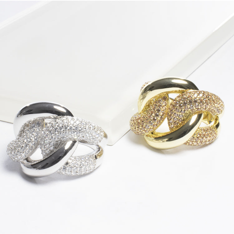 CZ Triple Link Ring - Gold or Silver-Rings-Balara Jewelry
