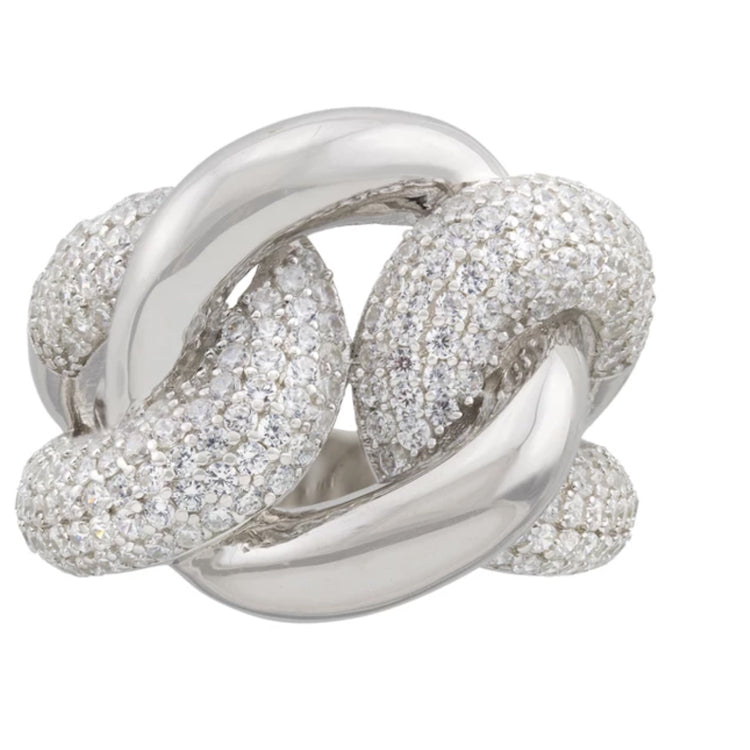 CZ Triple Link Ring - Gold or Silver-Rings-Balara Jewelry