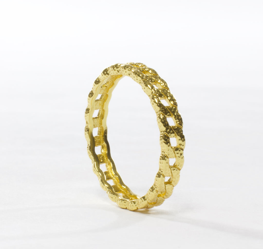Textured Curb Link Band Ring - Gold, Rose Gold, or Silver-Rings-Balara Jewelry