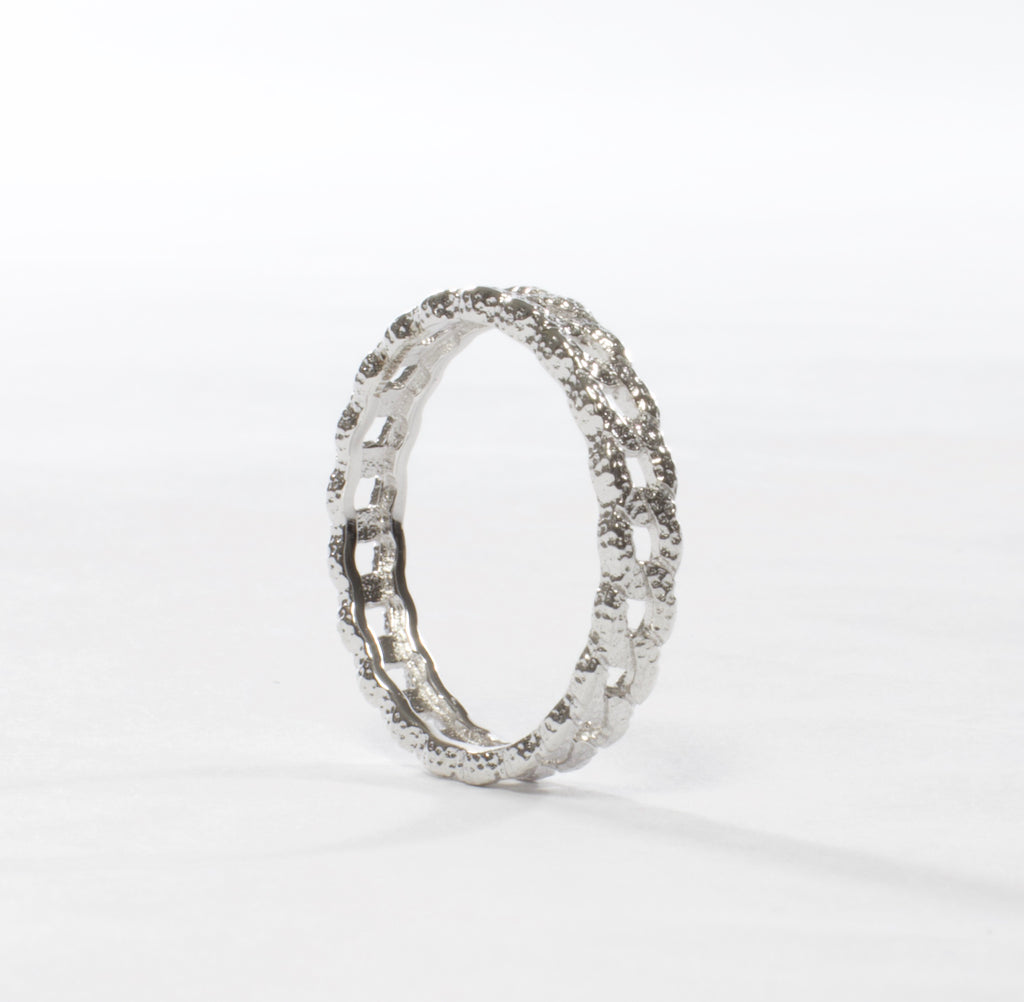 Textured Curb Link Band Ring - Gold, Rose Gold, or Silver-Rings-Balara Jewelry
