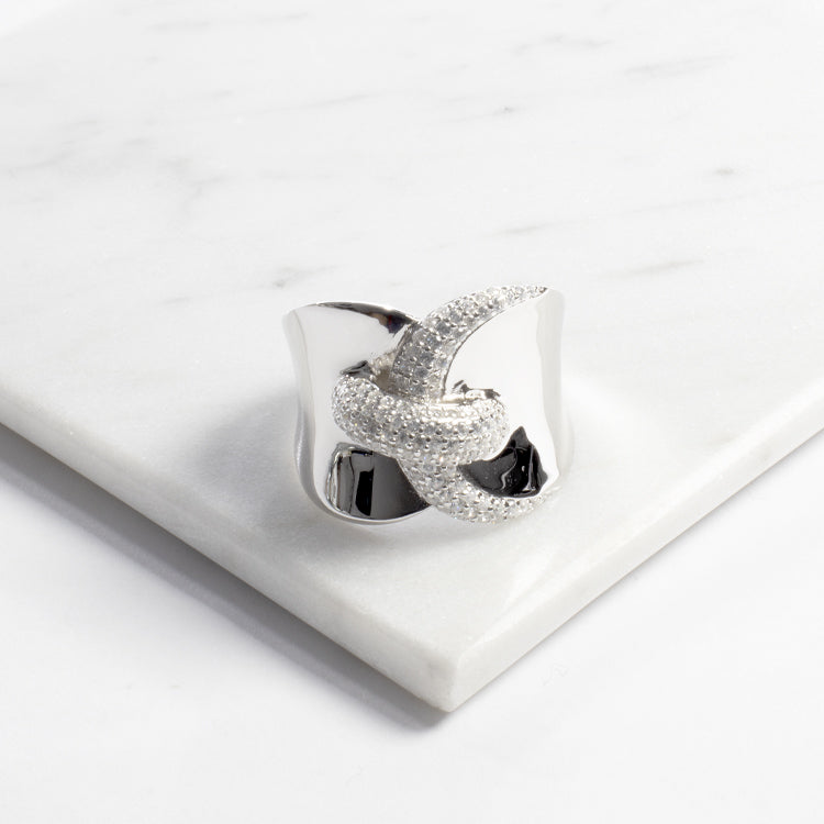 CZ Bypass Band Ring-Rings-Balara Jewelry