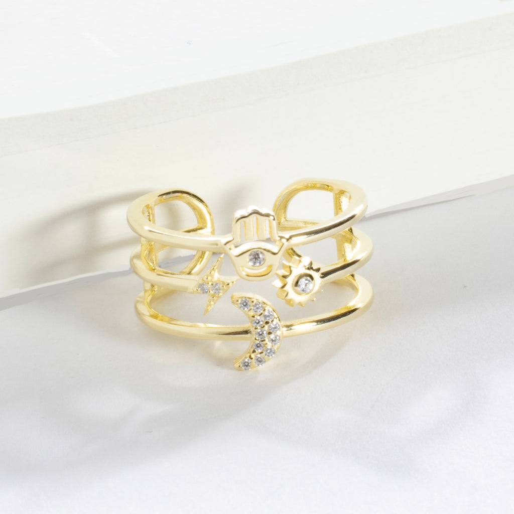 CZ Multi Row Open Ring