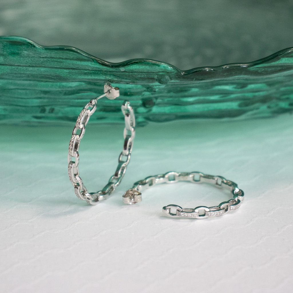 CZ Link Hoop - Gold or Silver