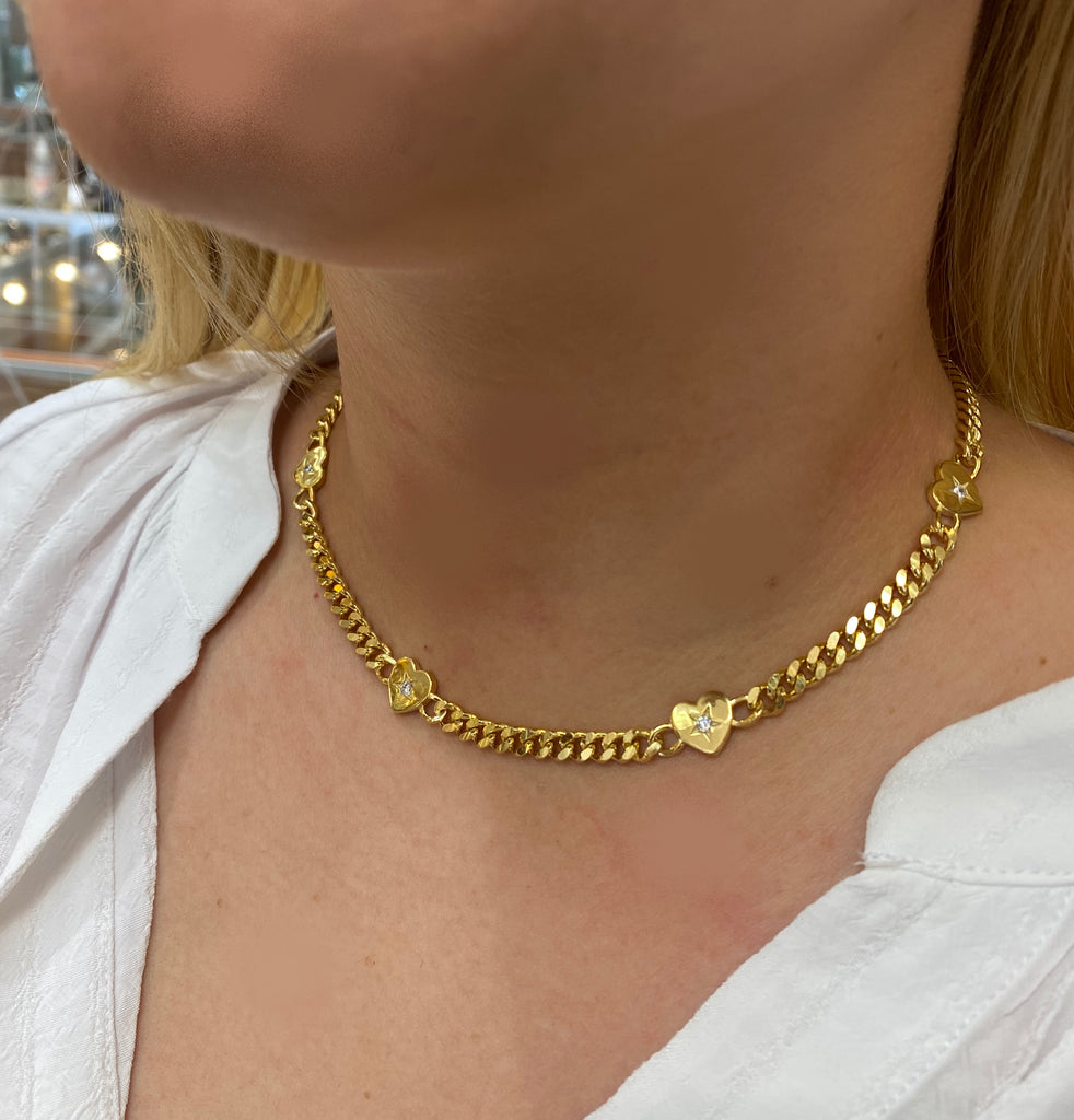 Heart Charms Choker Necklace