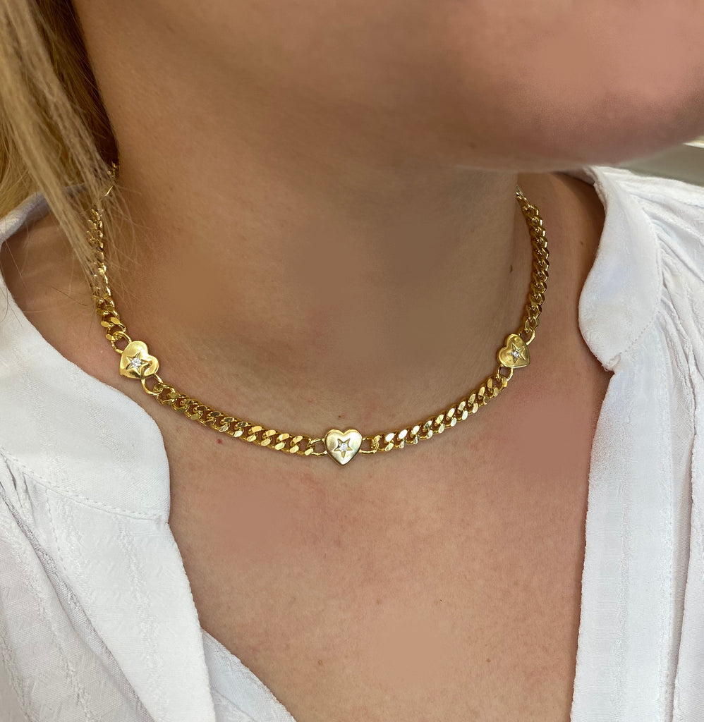 Heart Charms Choker Necklace