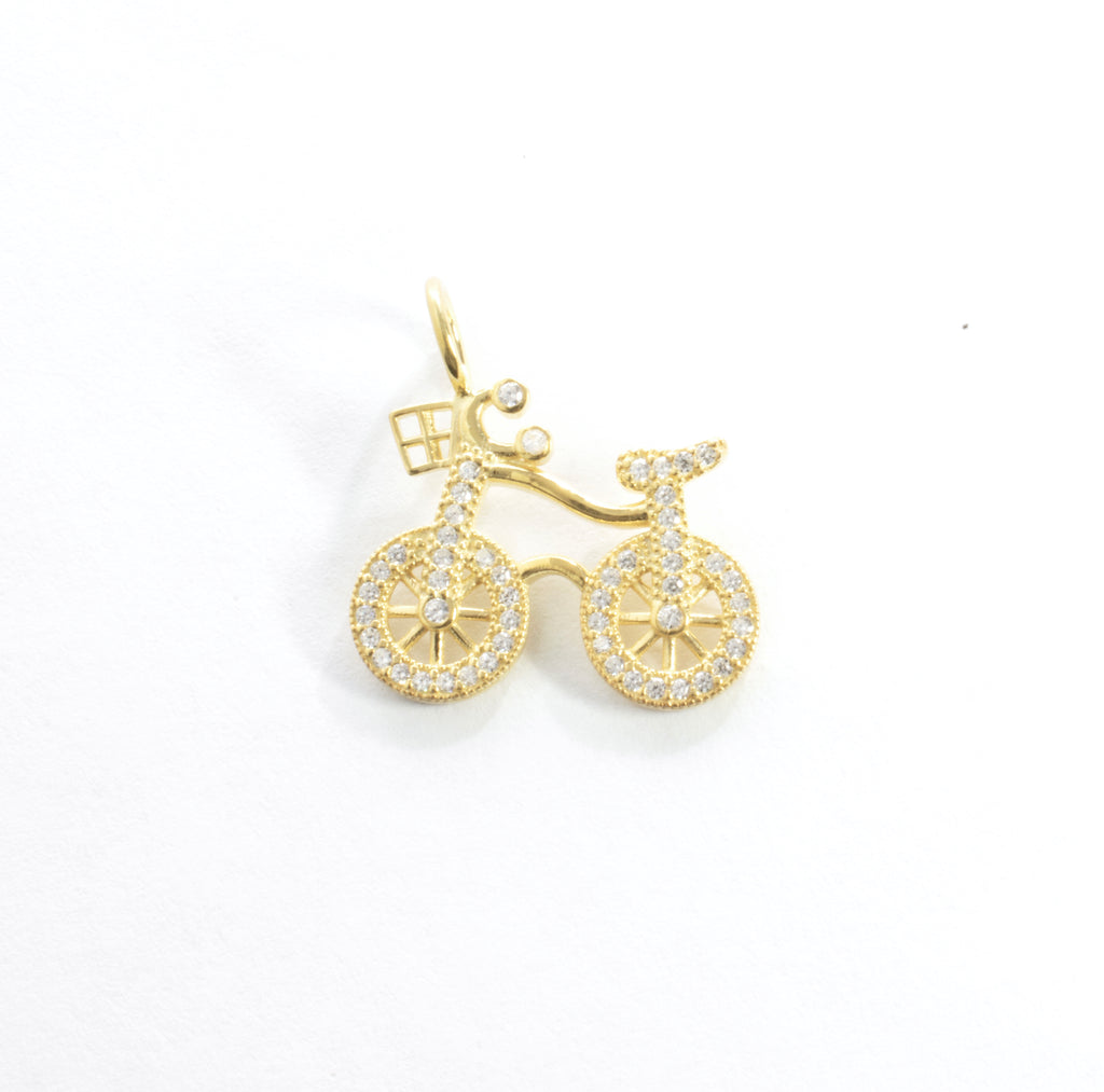 CZ Bicycle Charm - Gold or Silver