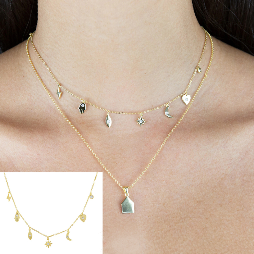 Multi Charms Necklace - Gold