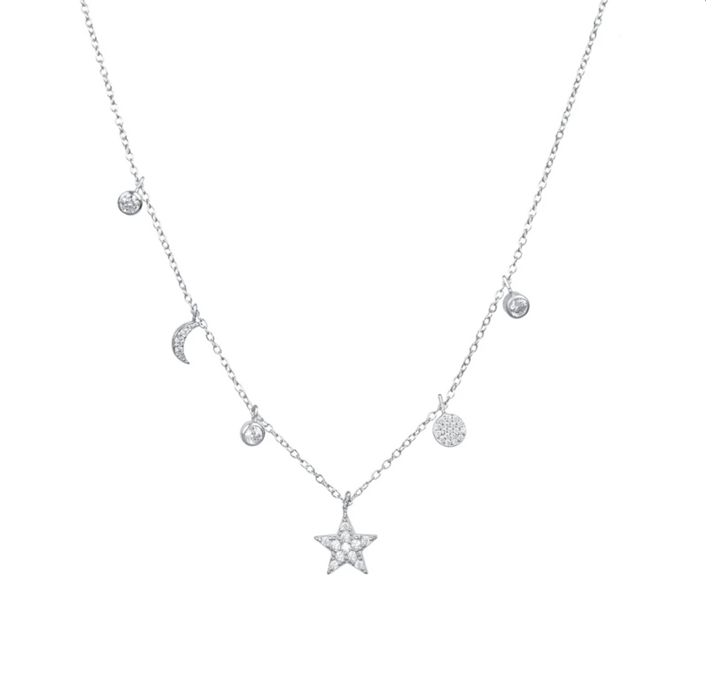 Bezel CZ Charm Choker - Gold or Silver-Necklaces-Balara Jewelry