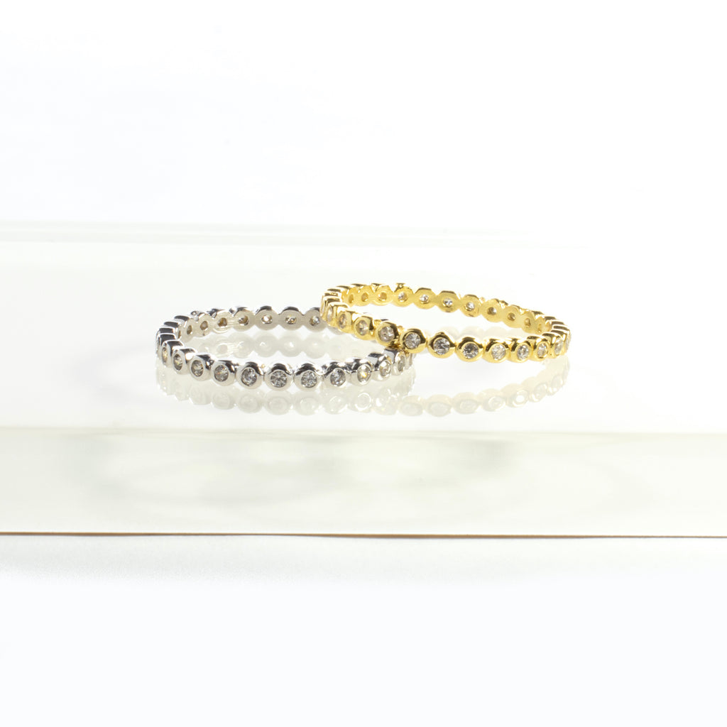 Full Eternity CZ Band Ring - Gold and Silver