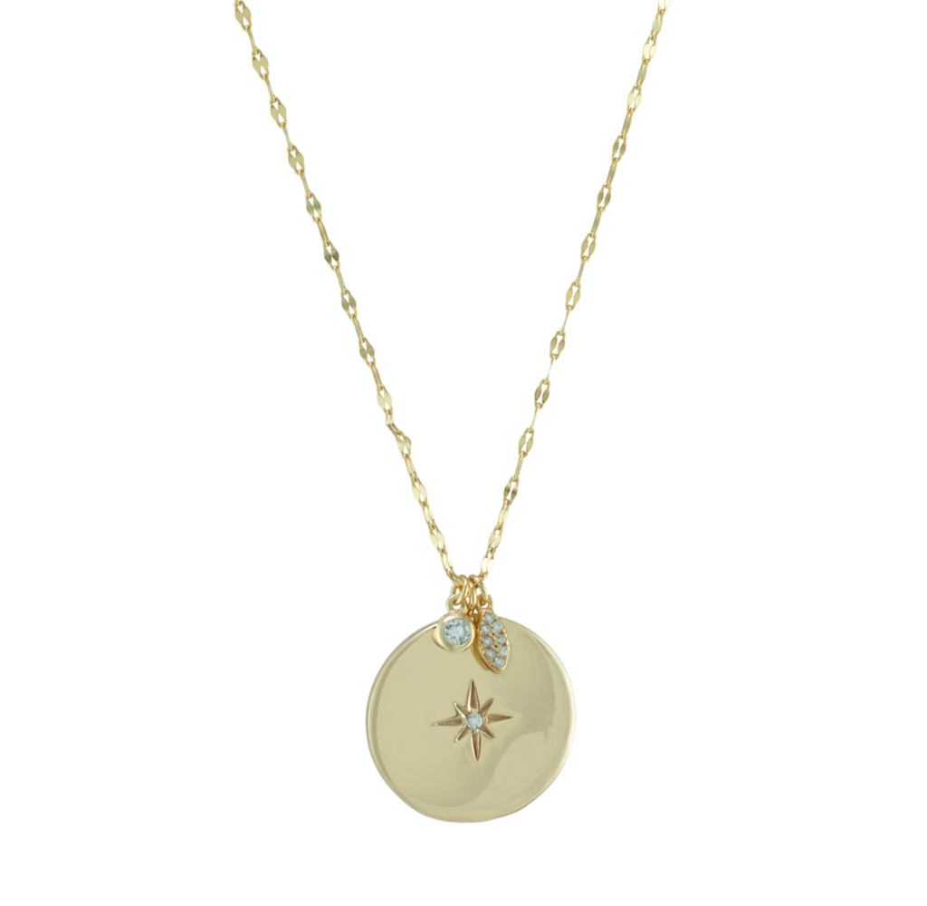 CZ Star Disc Necklace - Gold or Silver-Necklaces-Balara Jewelry