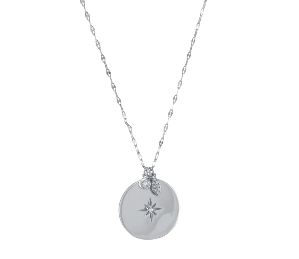 CZ Star Disc Necklace - Gold or Silver-Necklaces-Balara Jewelry