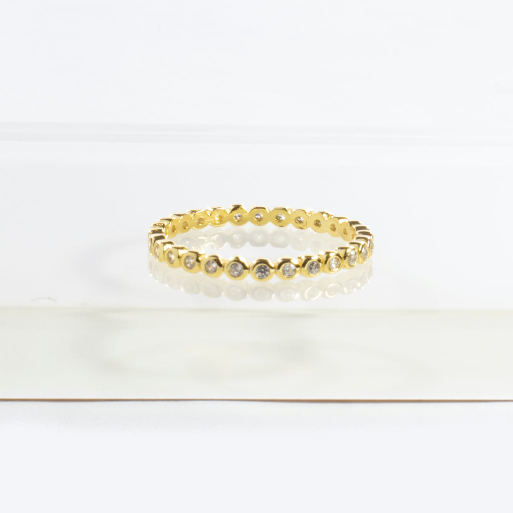 Full Eternity CZ Band Ring - Gold and Silver
